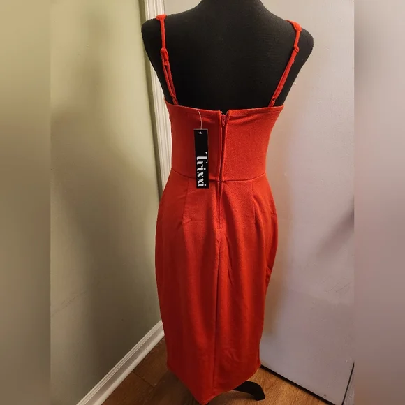 Red Dress with Slit on Skirt Medium - Picture 2 of 3